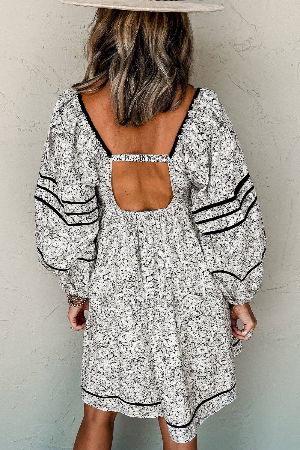 Gray Floral Mini Dress