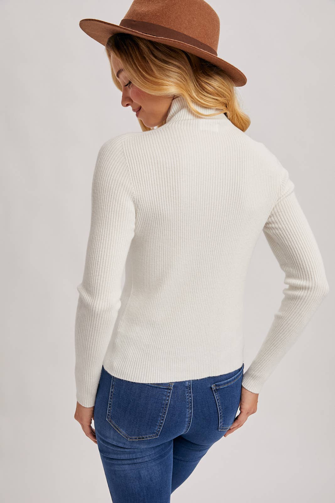 Classic Ribbed Mock Neck Sweater
