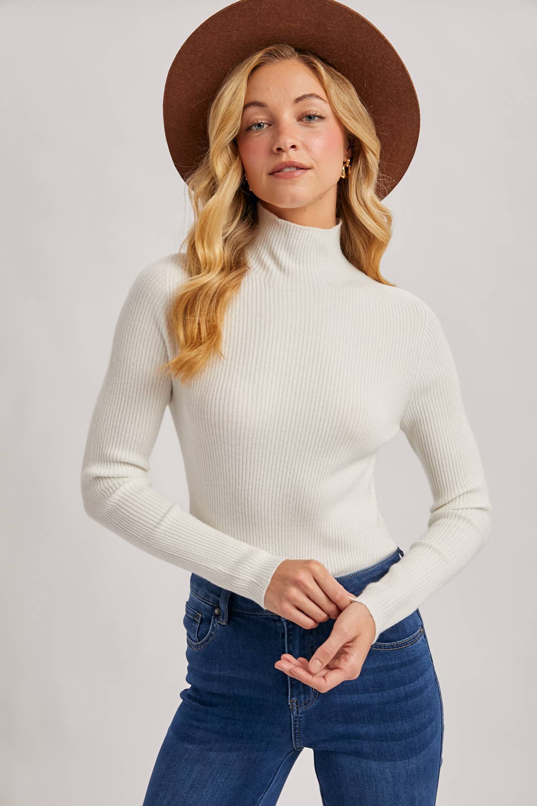 Classic Ribbed Mock Neck Sweater