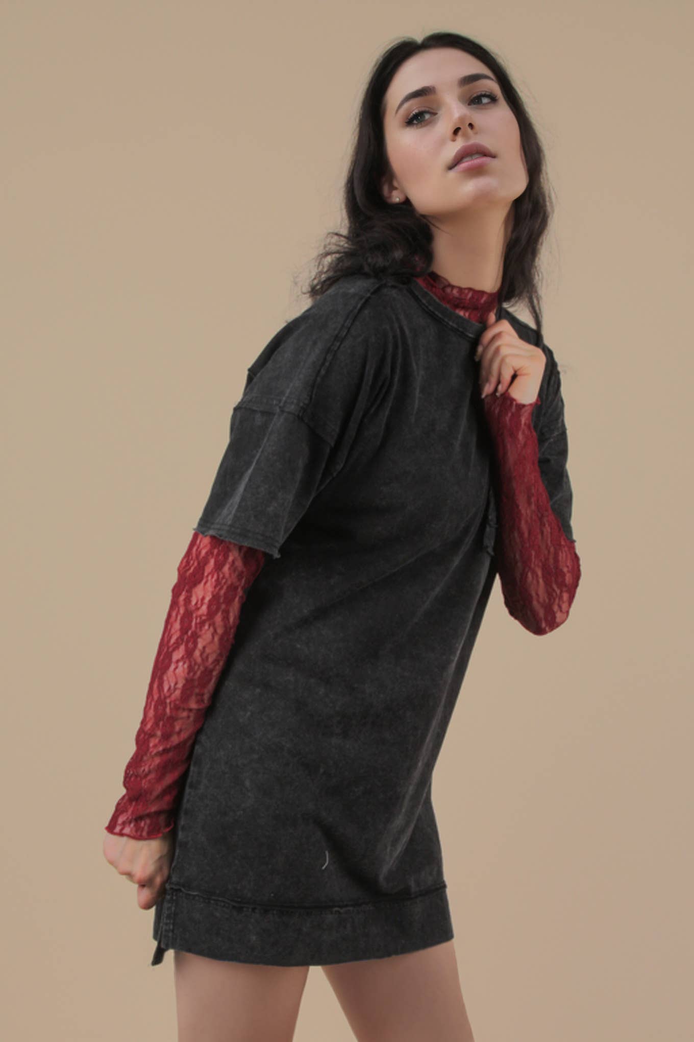 Mineral Washed Oversized T-shirt Dress