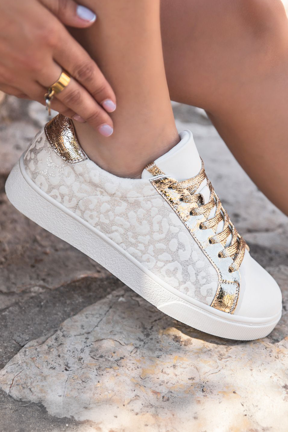 Leopard Print Glitter Sneakers