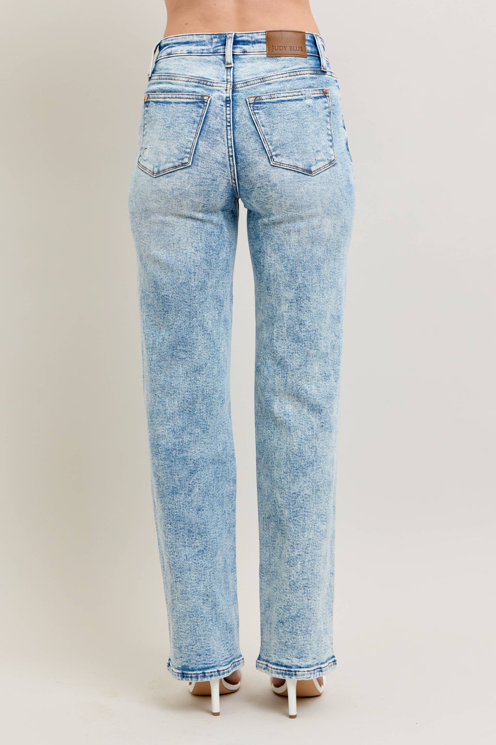 Judy Blue Mineral Wash High Waisted Distressed 90's Straight Jeans