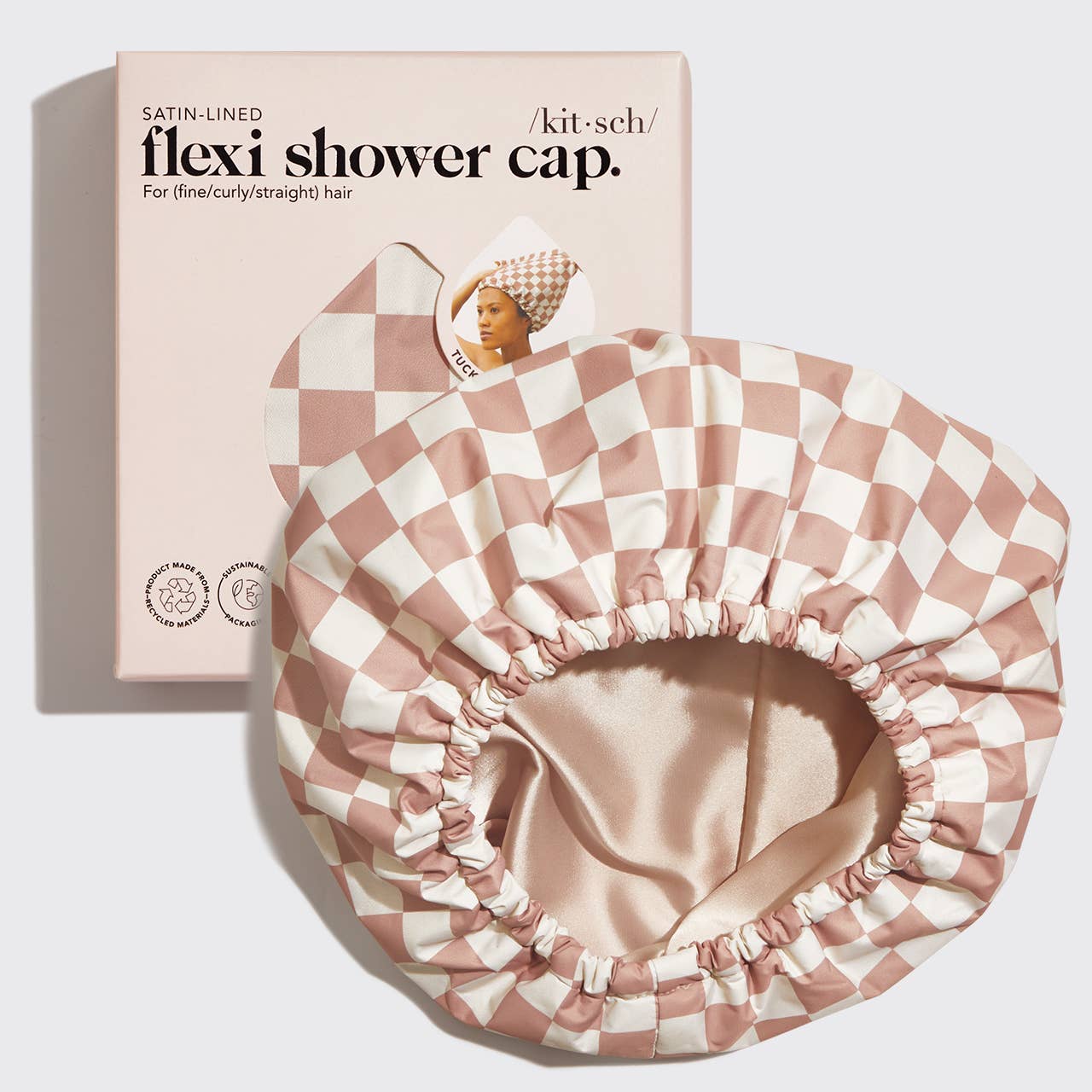KITSCH Satin Lined Flexi Shower Cap