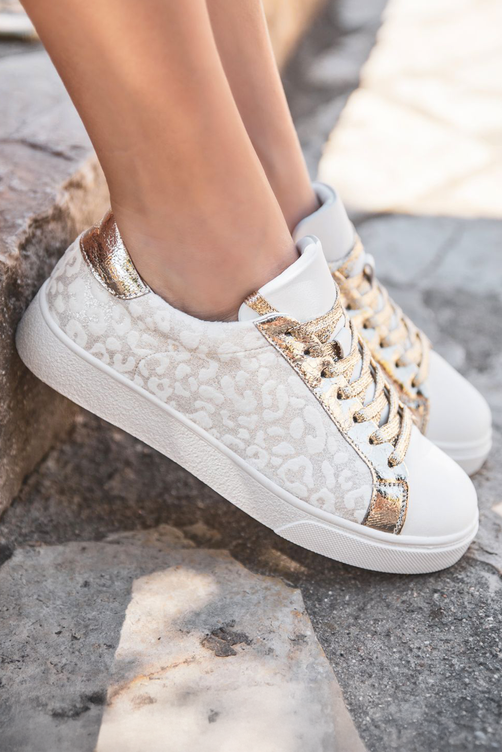 Leopard Print Glitter Sneakers