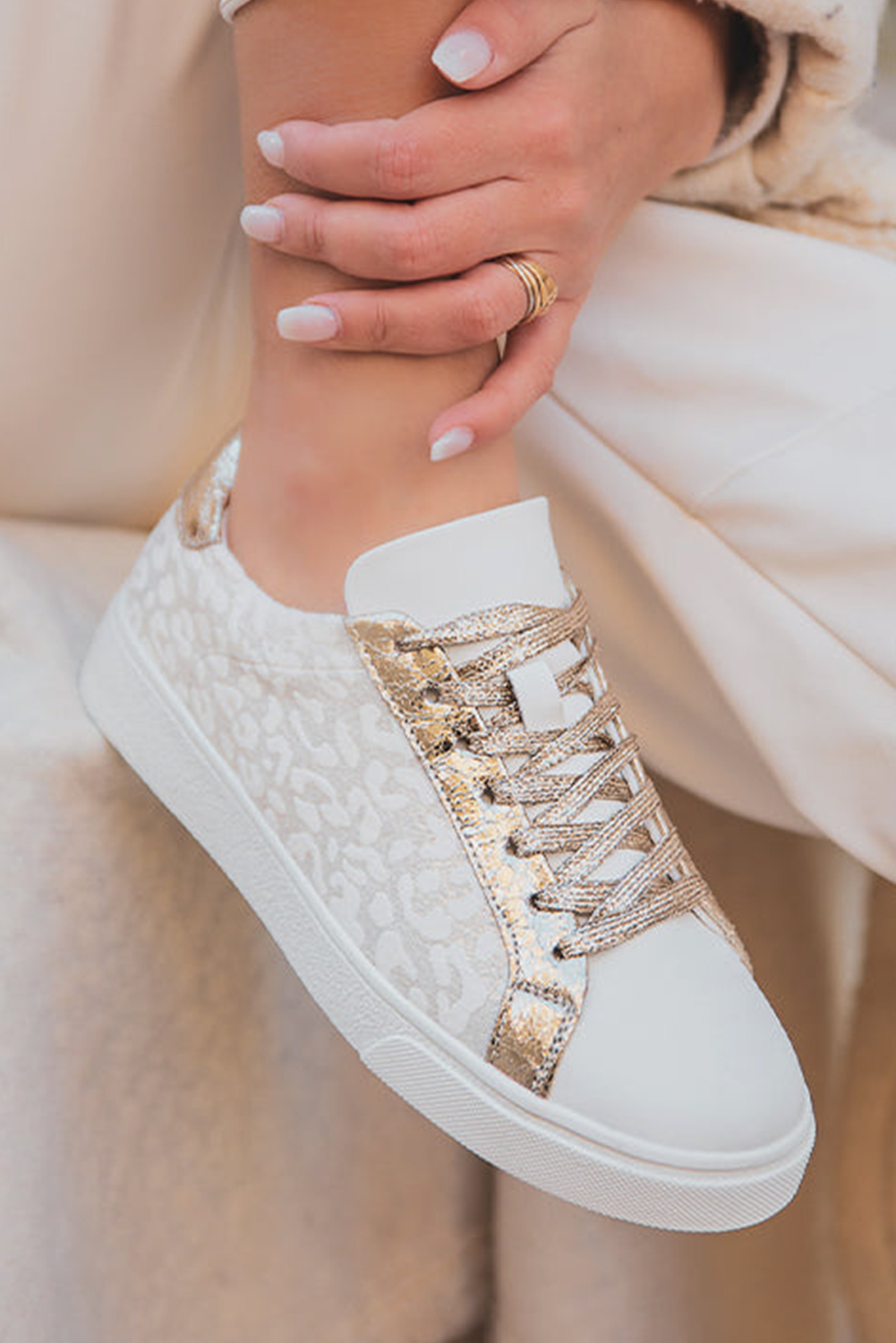 Leopard Print Glitter Sneakers