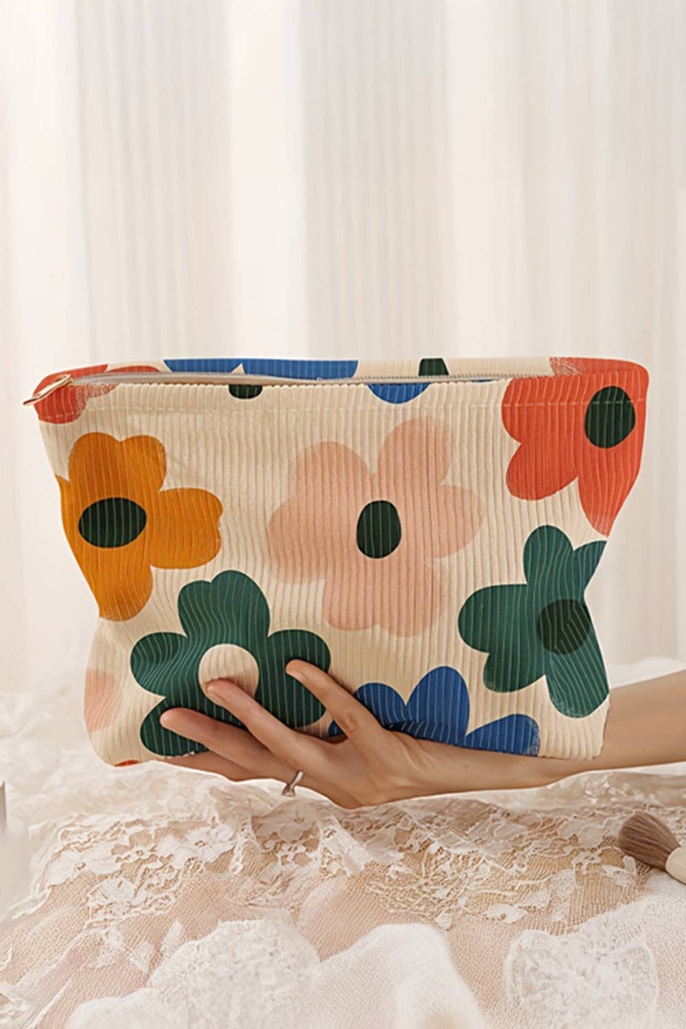 Floral Corduroy Storage Bag