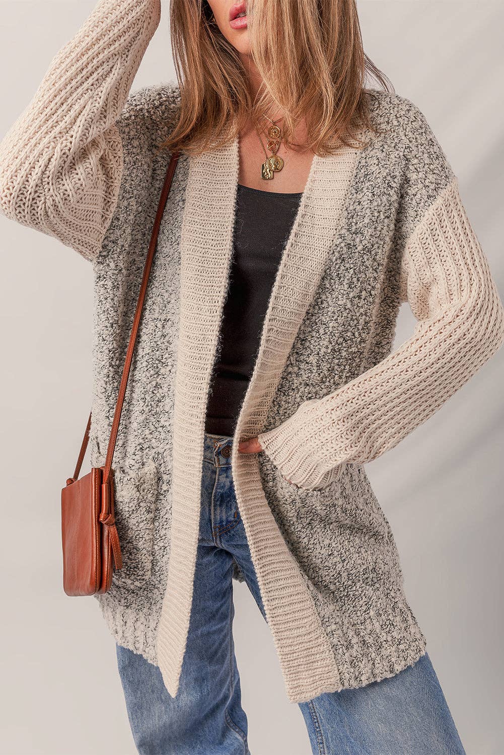 Sarah Side Pockets Open Front Cardigan