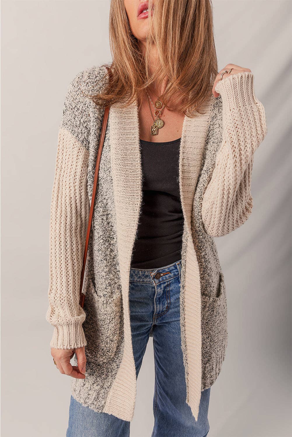 Sarah Side Pockets Open Front Cardigan