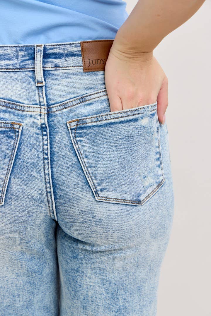 Judy Blue Mineral Wash High Waisted Distressed 90's Straight Jeans