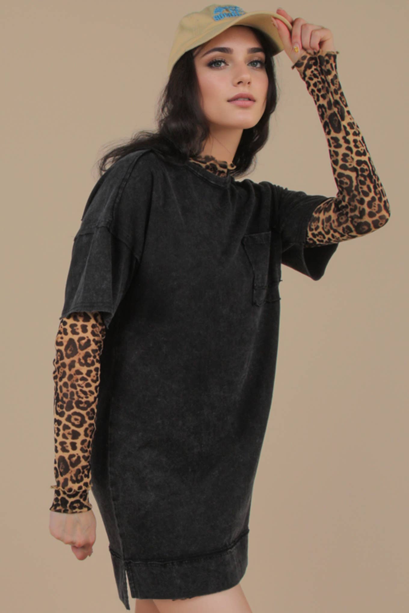 Mineral Washed Oversized T-shirt Dress