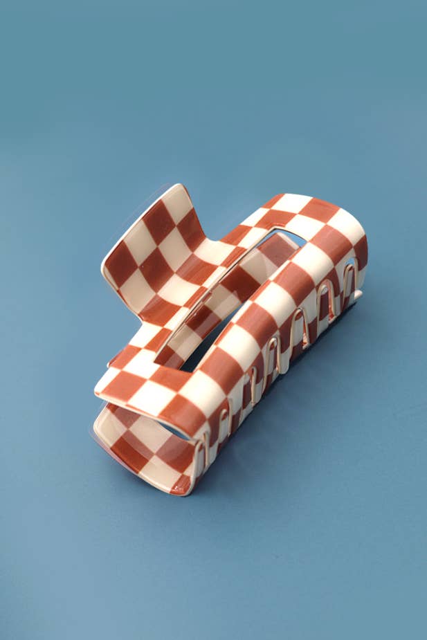 Jumbo Checkered Hair Claw Clips