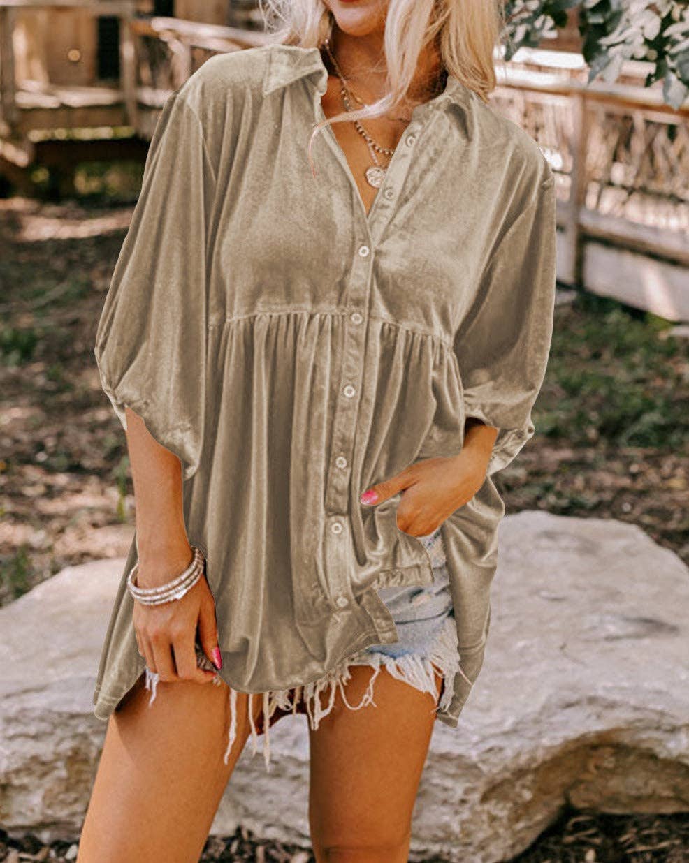 Velvet Babydoll Tunic