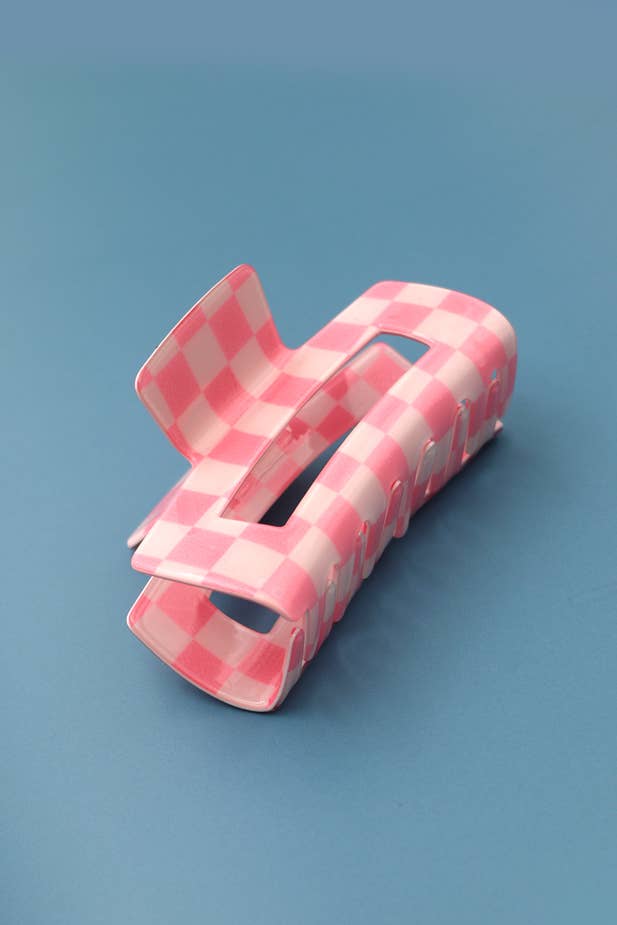 Jumbo Checkered Hair Claw Clips