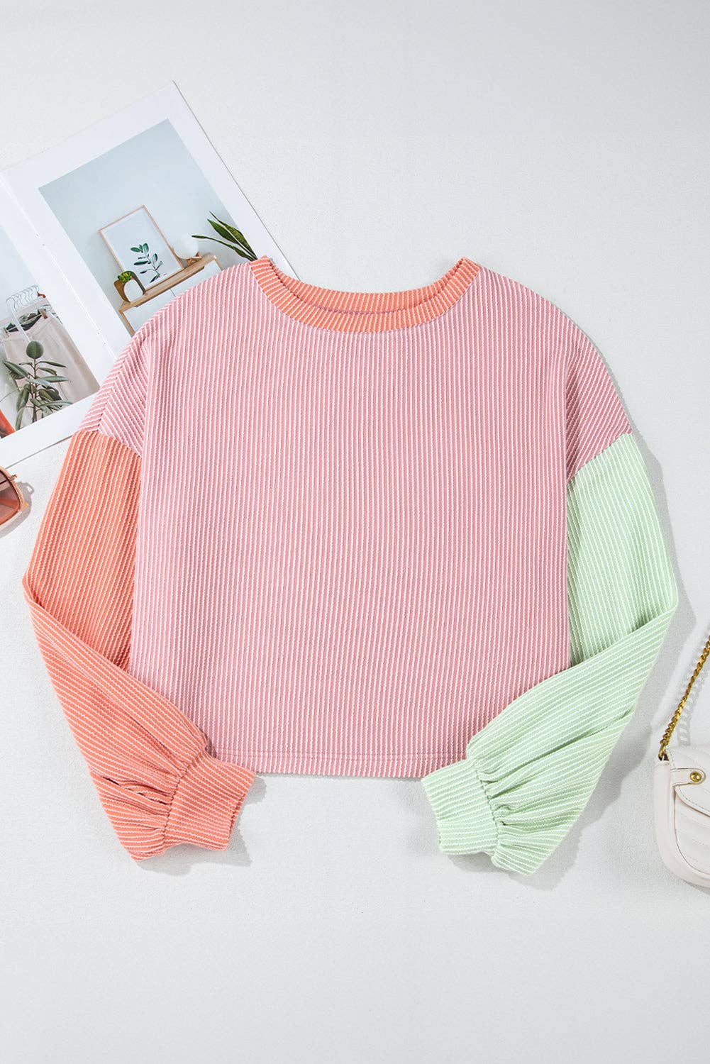 Colorblock Corded Patchwork Top