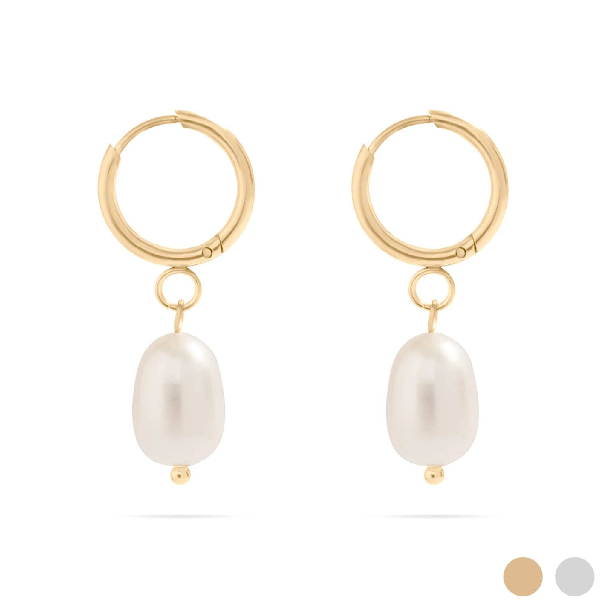 Pearl Huggie Earrings