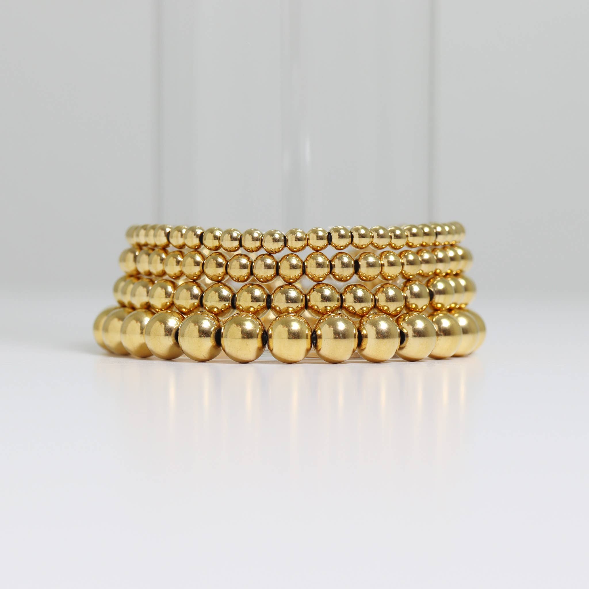 Gold Beaded Stretch Bracelet Stack