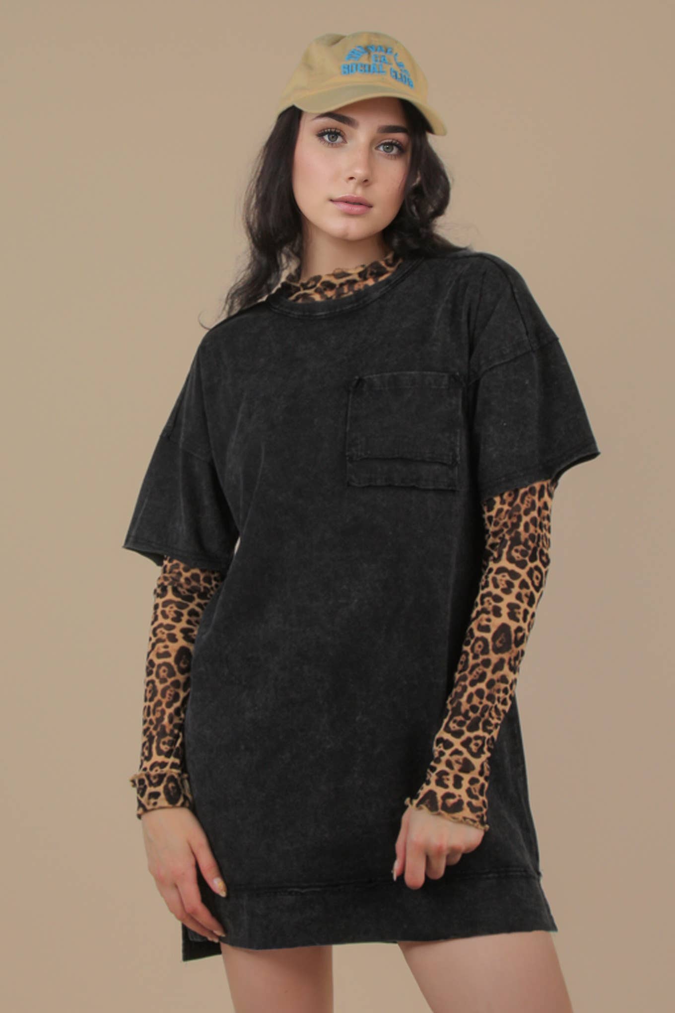 Mineral Washed Oversized T-shirt Dress