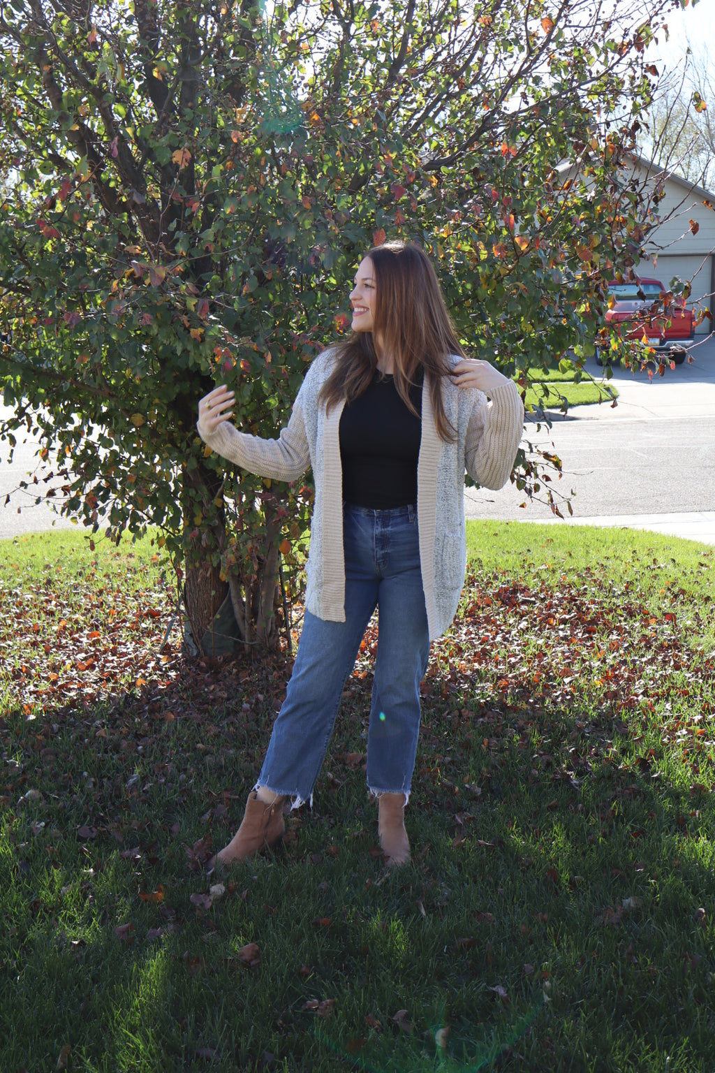 Sarah Side Pockets Open Front Cardigan