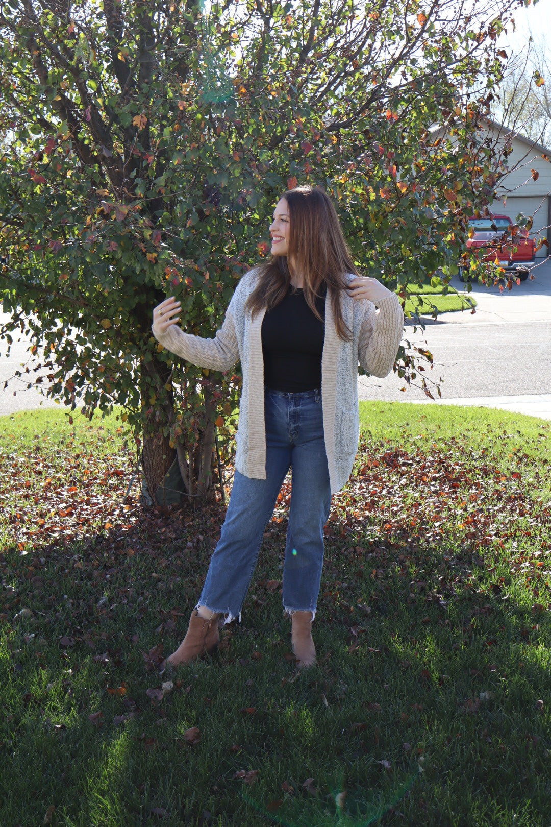 Sarah Side Pockets Open Front Cardigan