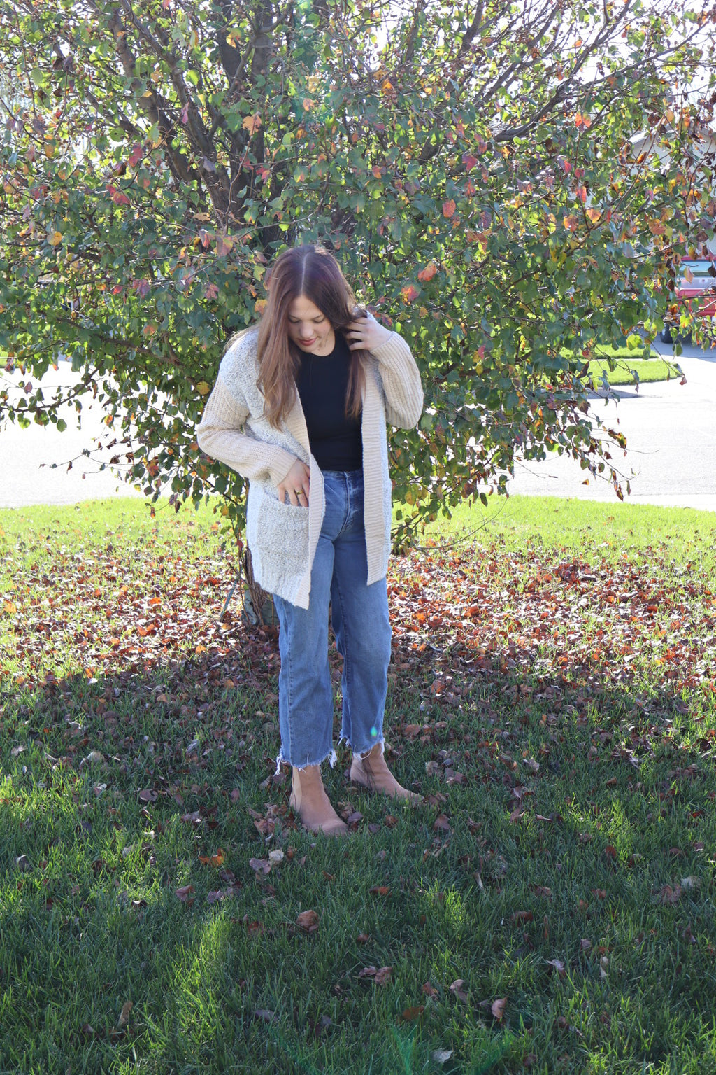 Sarah Side Pockets Open Front Cardigan