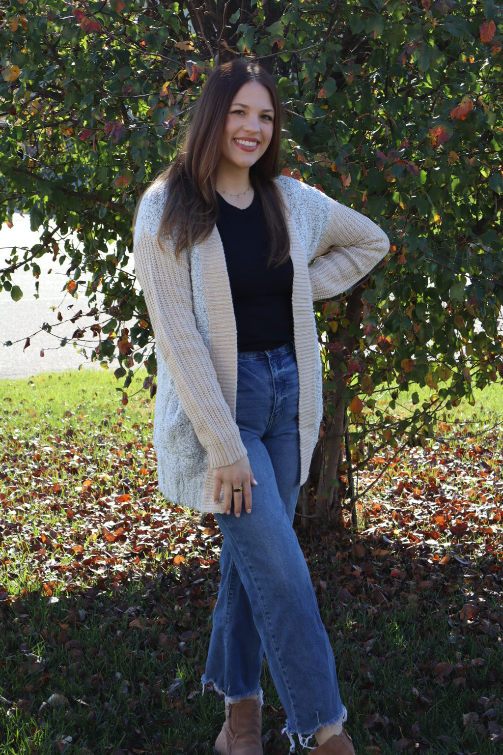 Sarah Side Pockets Open Front Cardigan