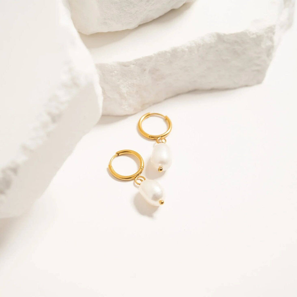 Pearl Huggie Earrings