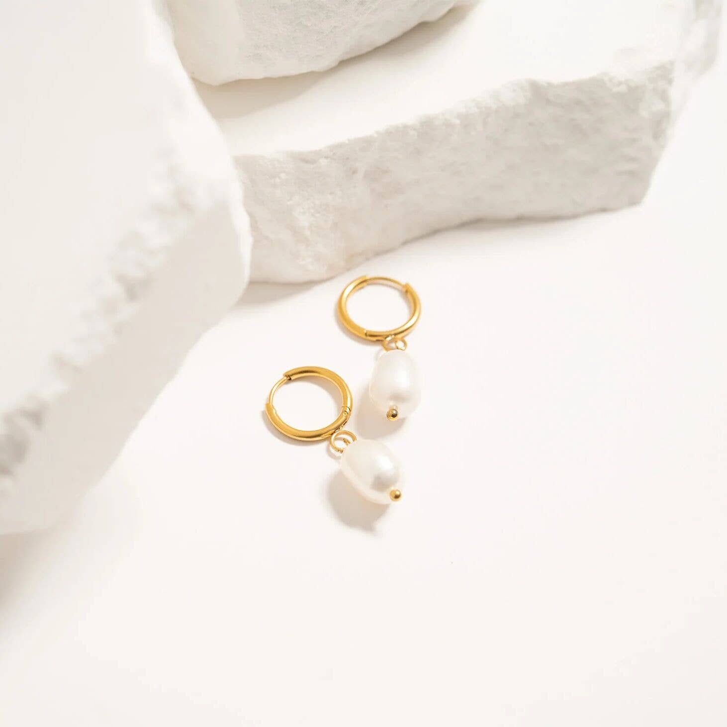 Pearl Huggie Earrings