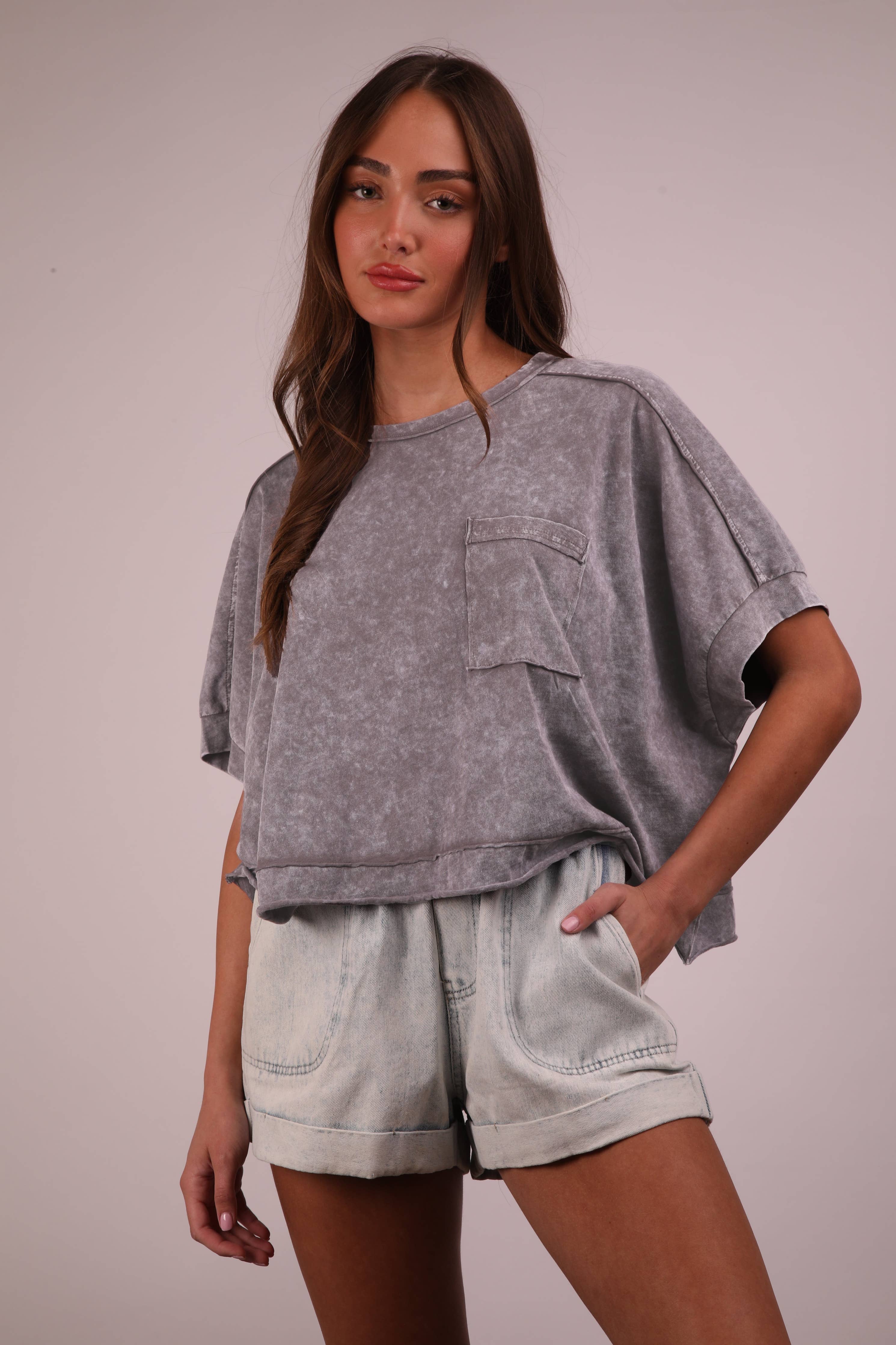 Mineral Washed Oversized Crop Tee