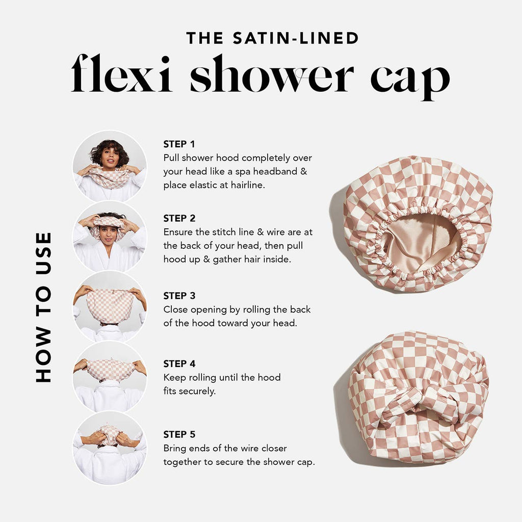 KITSCH Satin Lined Flexi Shower Cap