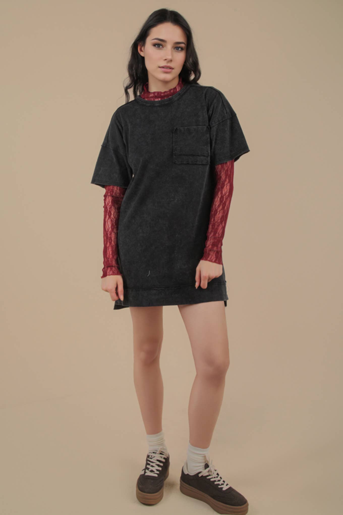 Mineral Washed Oversized T-shirt Dress