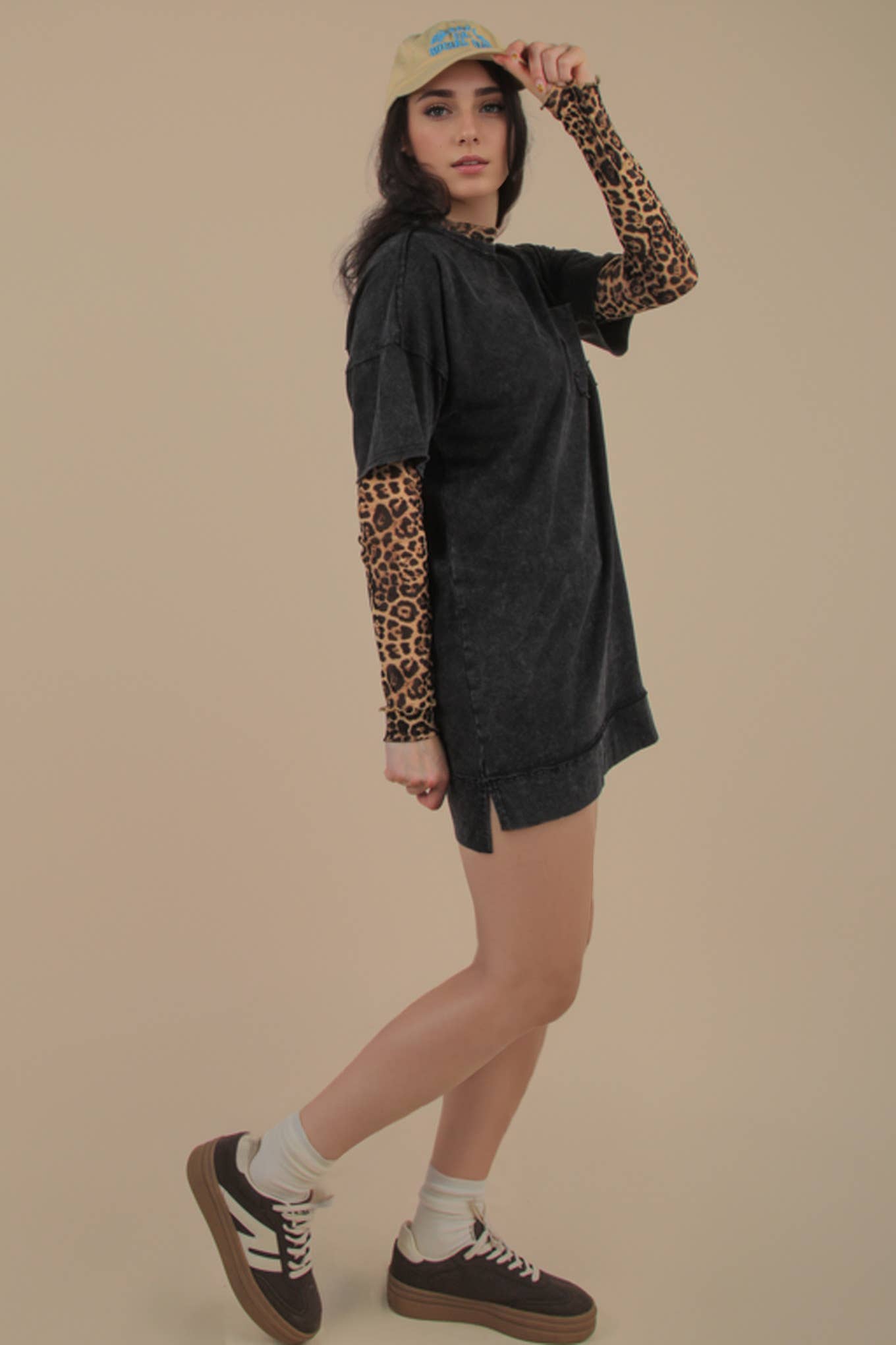 Mineral Washed Oversized T-shirt Dress