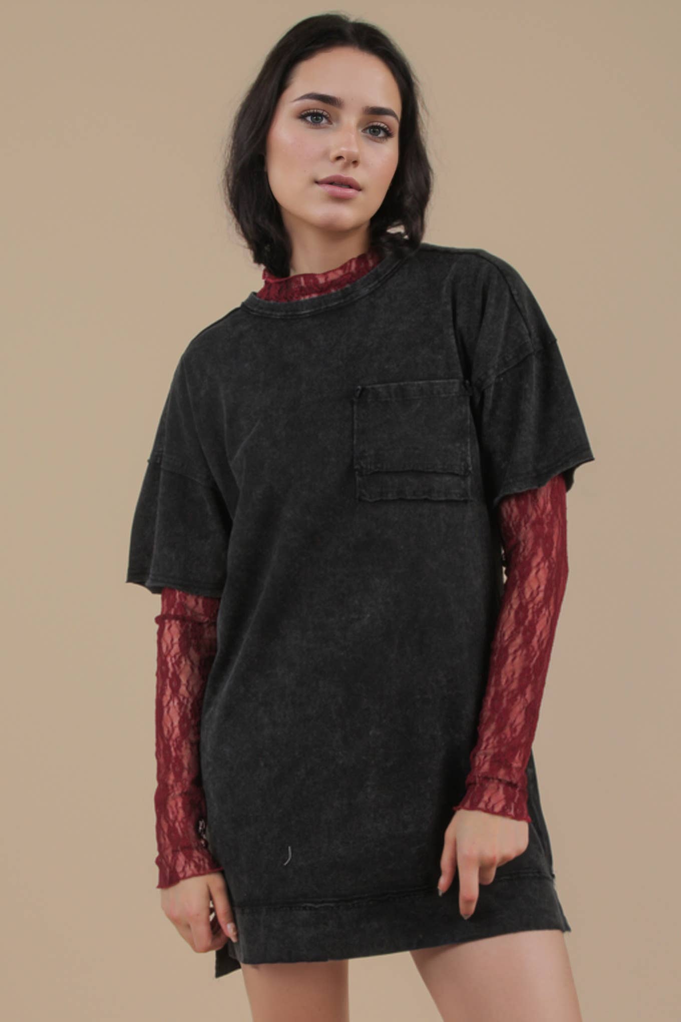 Mineral Washed Oversized T-shirt Dress