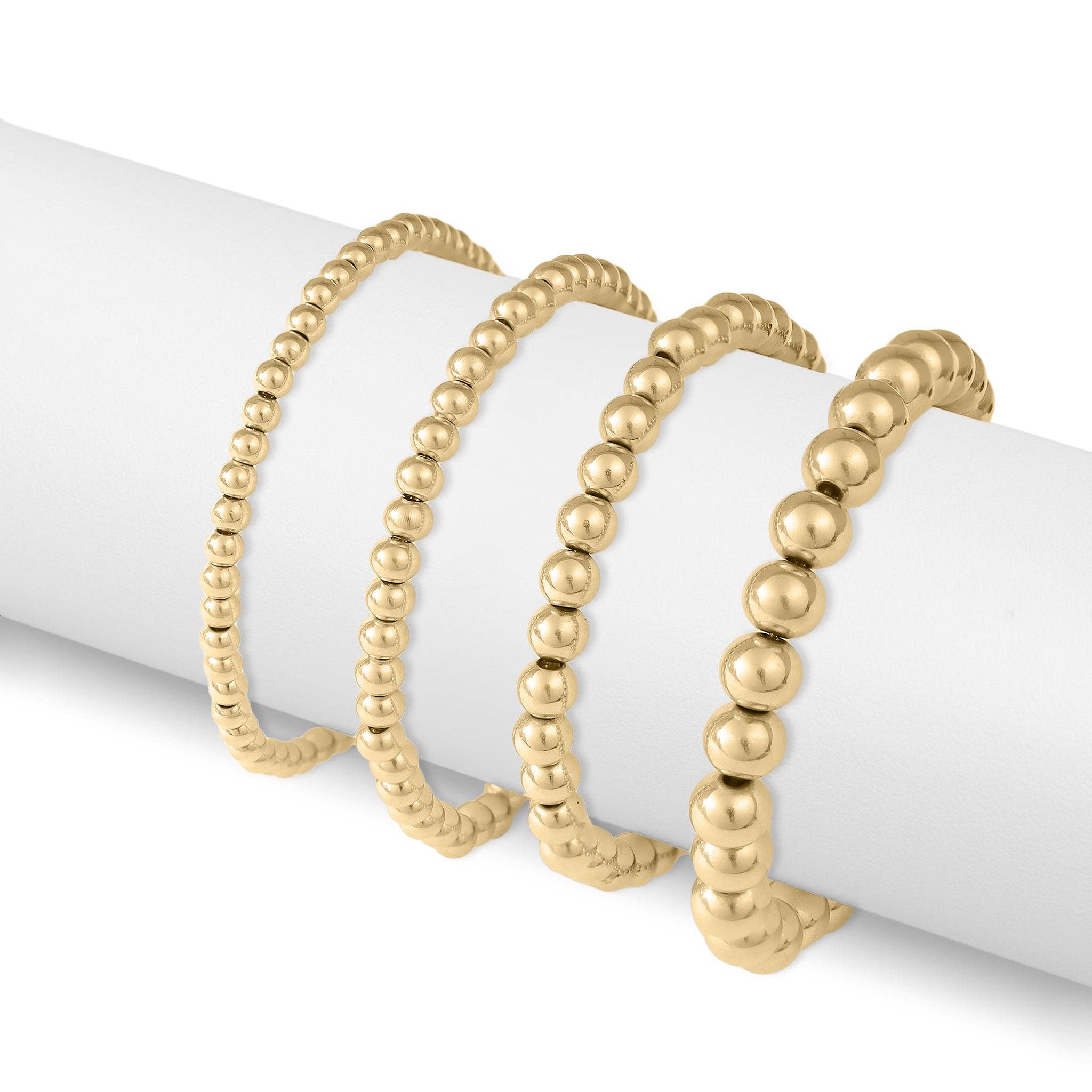 Gold Beaded Stretch Bracelet Stack